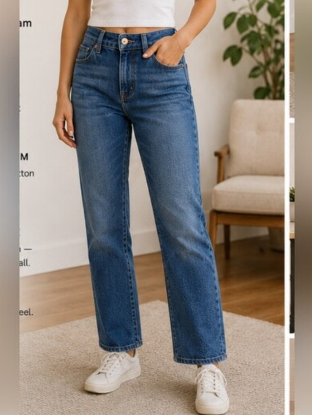 AYR The Bomb Pop-Straight Leg Jeans in Medium Blue Denim